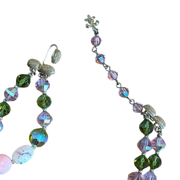 Vintage Vendome Double Strand Art Glass Rolled Rose Crystal Choker Necklace - Picture 4 of 5